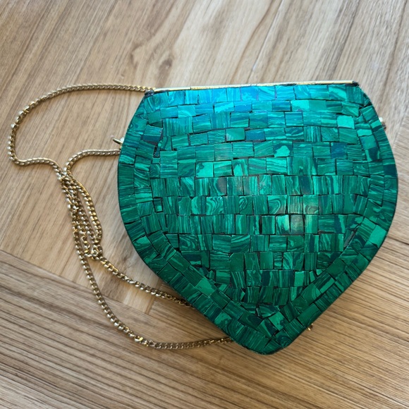 RAMLA Green Mosaic Evil Eye Heart Shaped Clutch Bag Handmade in Morocco NWOT - Picture 5 of 6